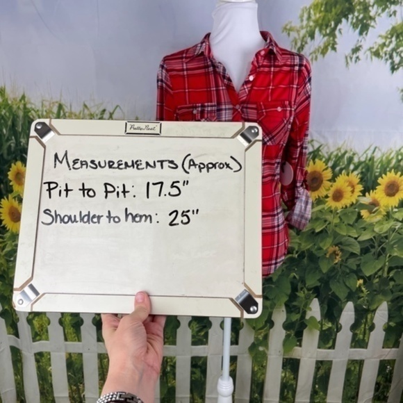 MILK & HONEY Red Plaid Button Down Top Small - Picture 14 of 14